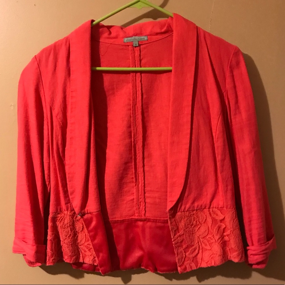Salmon blazer with lace